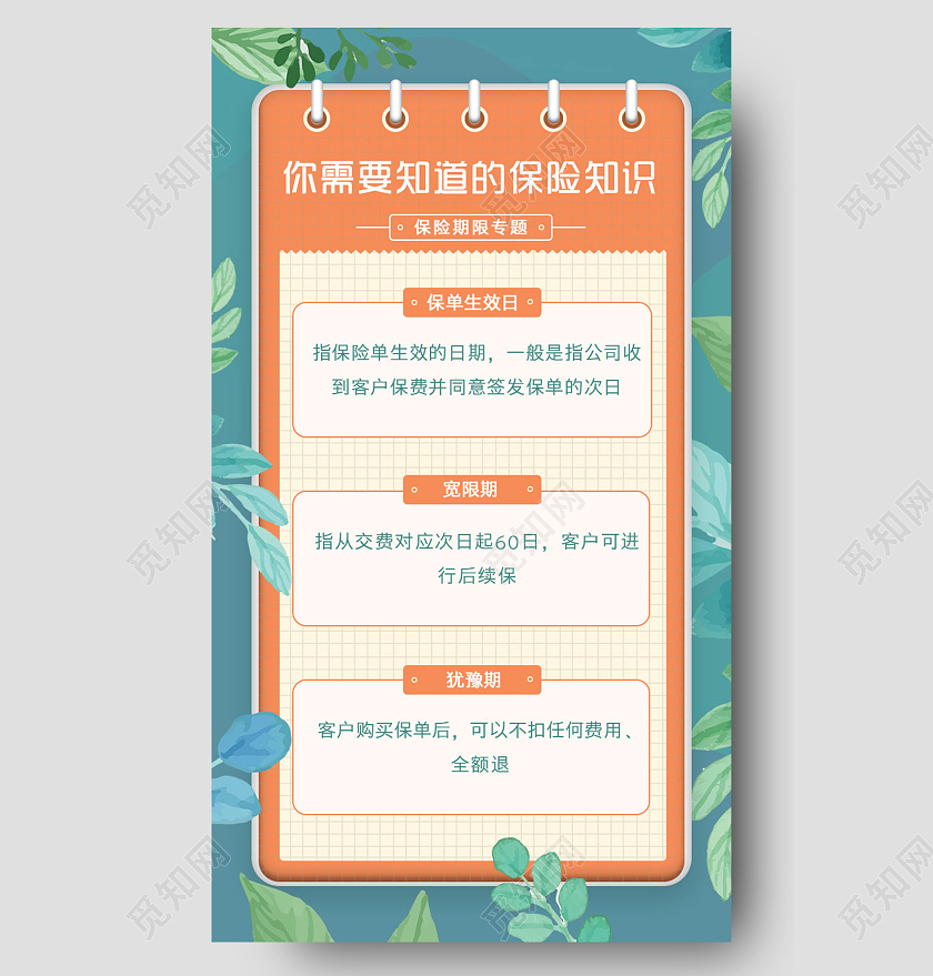橙色简约你需要知道的保险知识手机ui
