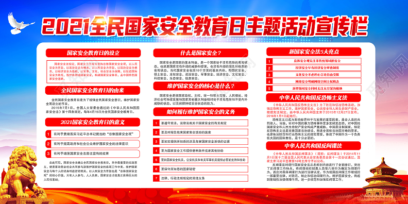蓝色风格安全教育中国全民国家安全教育日宣传栏