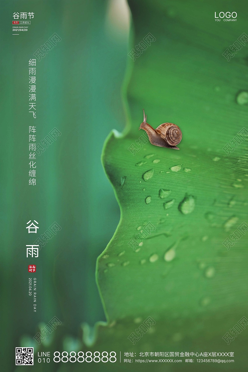 绿色实拍简洁谷雨二十四节气海报二十四节气24节气谷雨