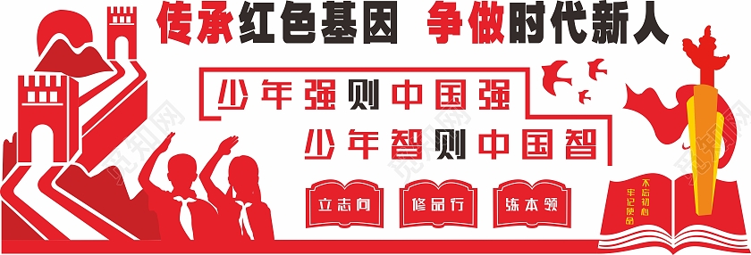 红色简洁创意传承红色基因争做时代新人文化墙传承红色基因文化传承红色基因文化墙