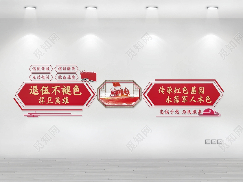 红色热血主题党建文化墙海报