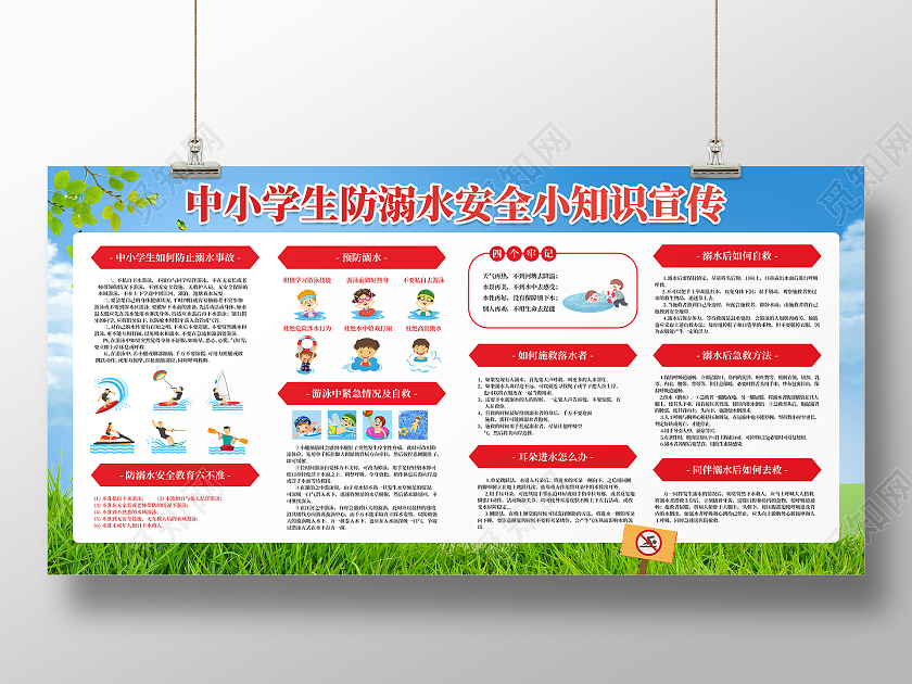中小学生防溺水安全知识宣传展板