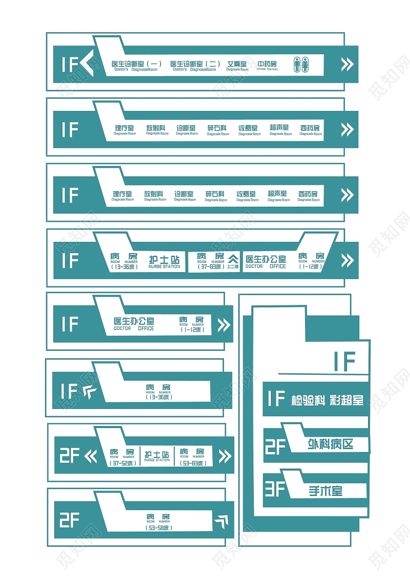 蓝白色冷静风格医院导视牌海报