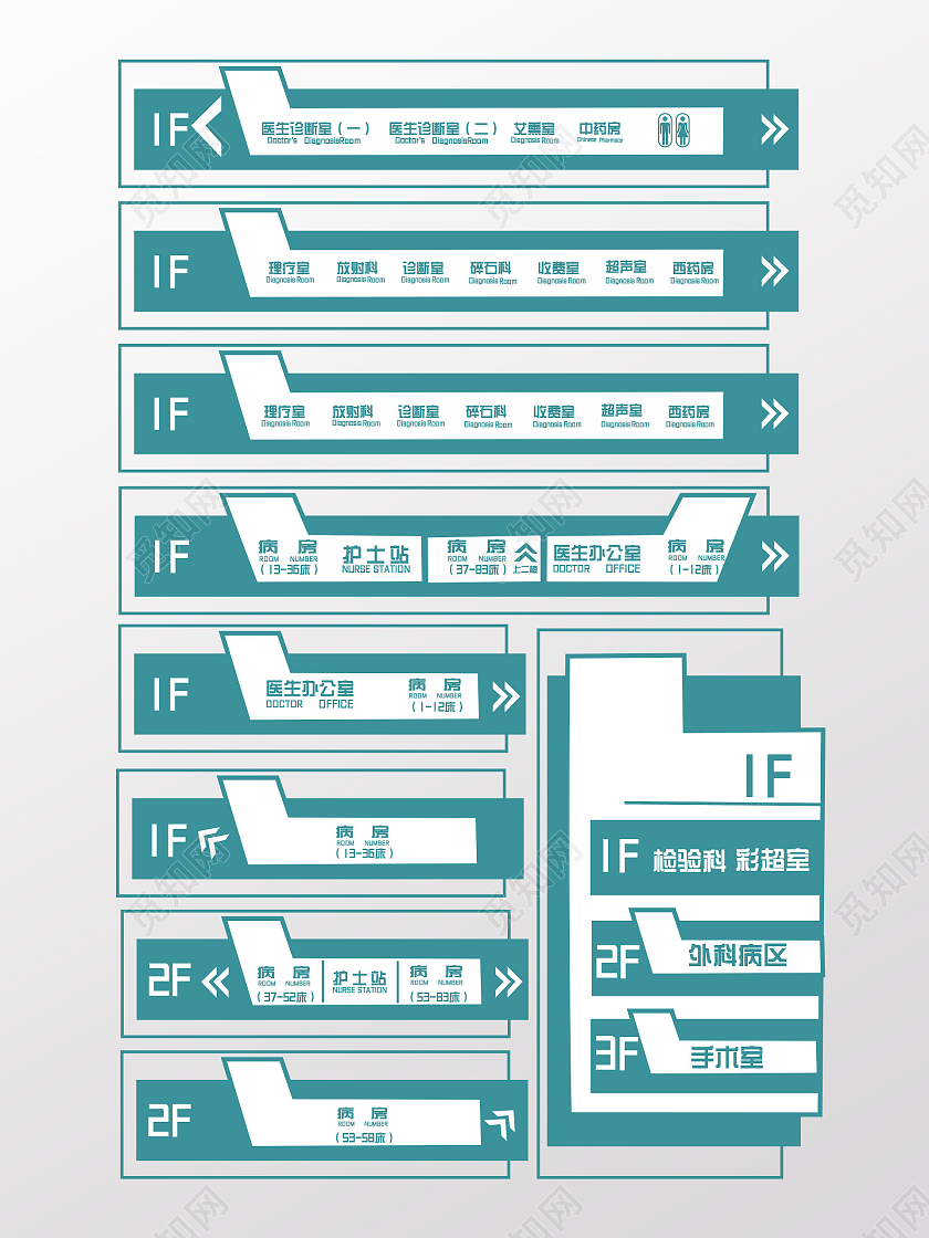 蓝白色冷静风格医院导视牌海报