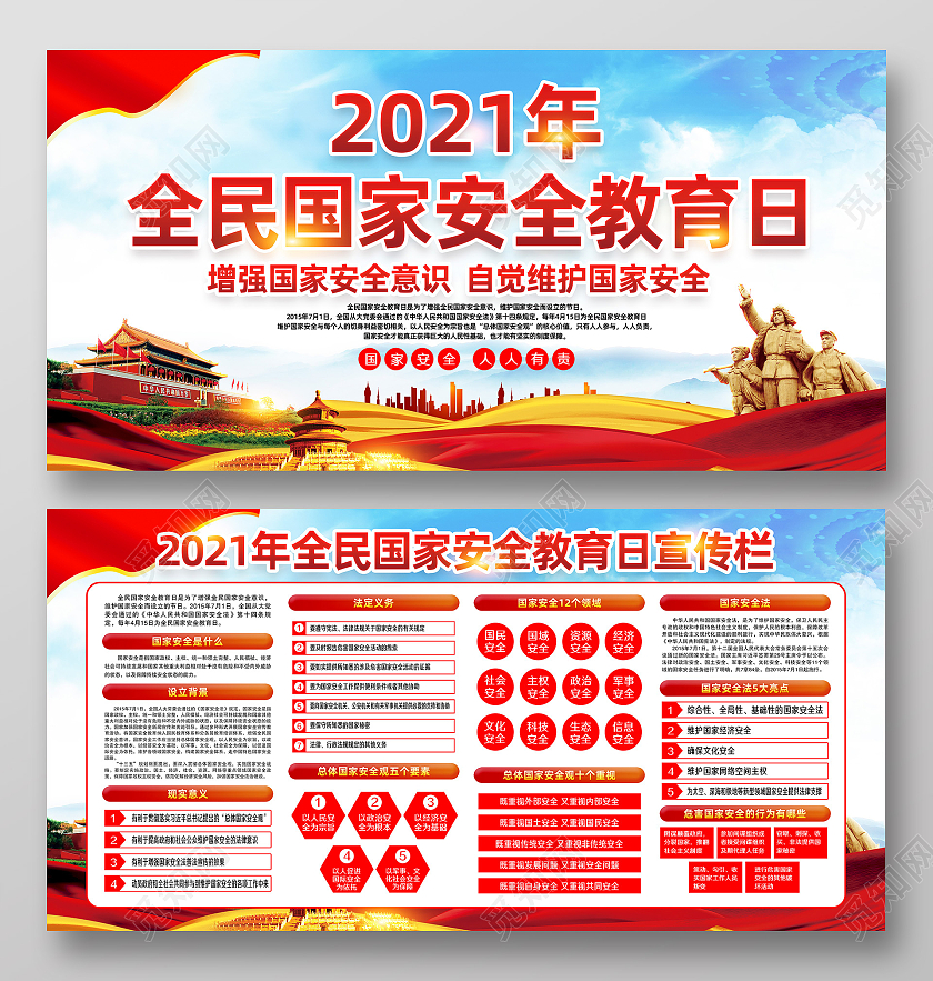 蓝色风格安全教育日中国全民国家安全教育日宣传栏