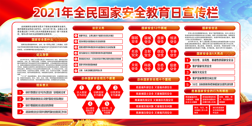 蓝色风格安全教育日中国全民国家安全教育日宣传栏