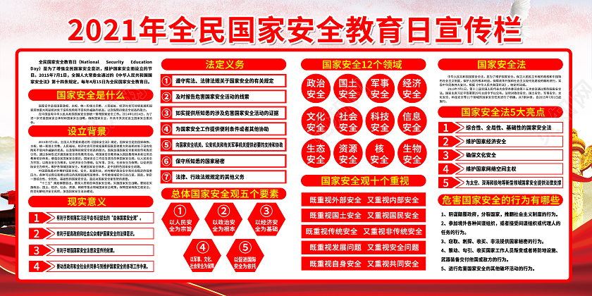 粉色党建安全教育日宣传栏中国全民国家安全教育日宣传栏