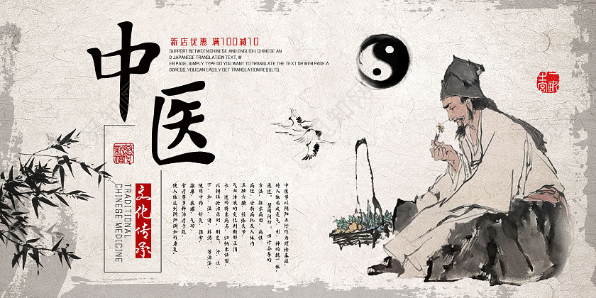 水墨中国风中国文化传统中医夏季中医养生展板