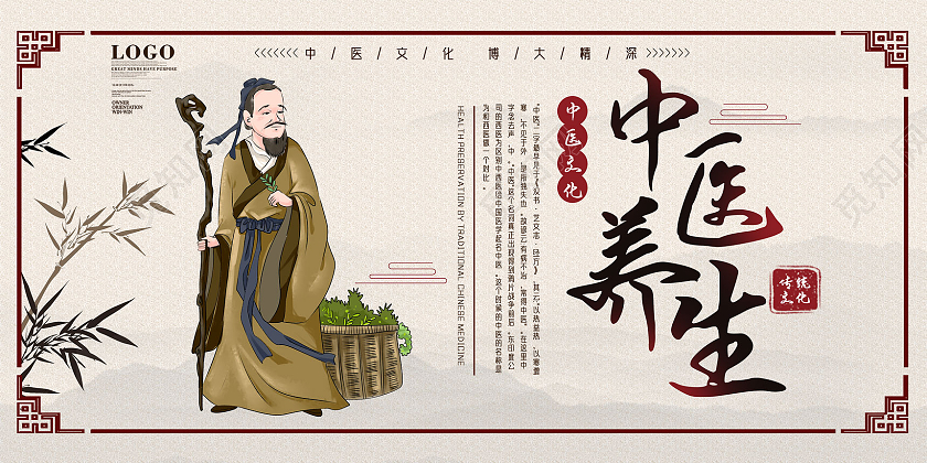 水墨中国风中国文化传统中医夏季中医养生展板