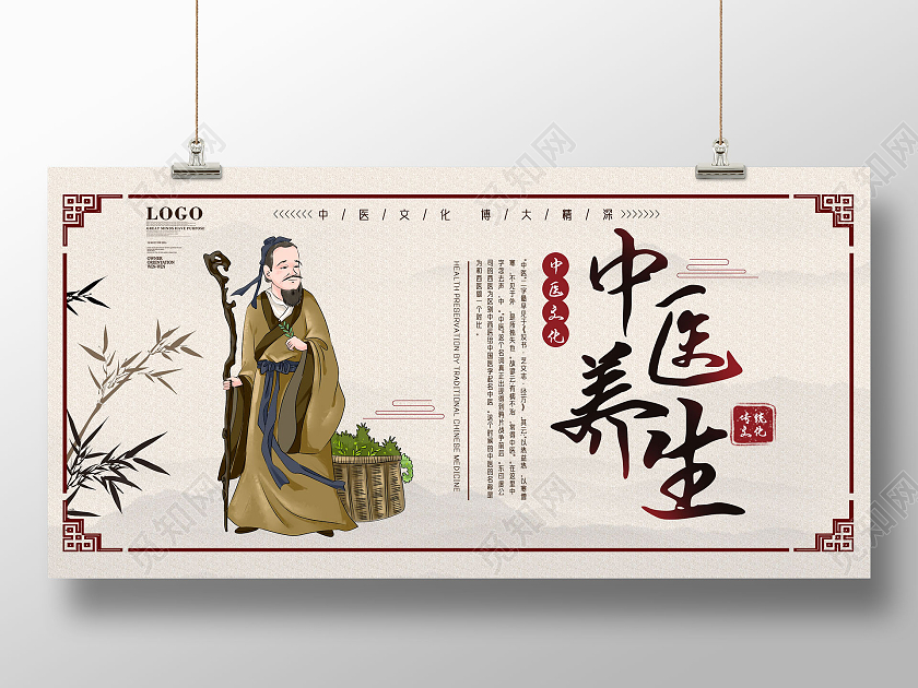 水墨中国风中国文化传统中医夏季中医养生展板