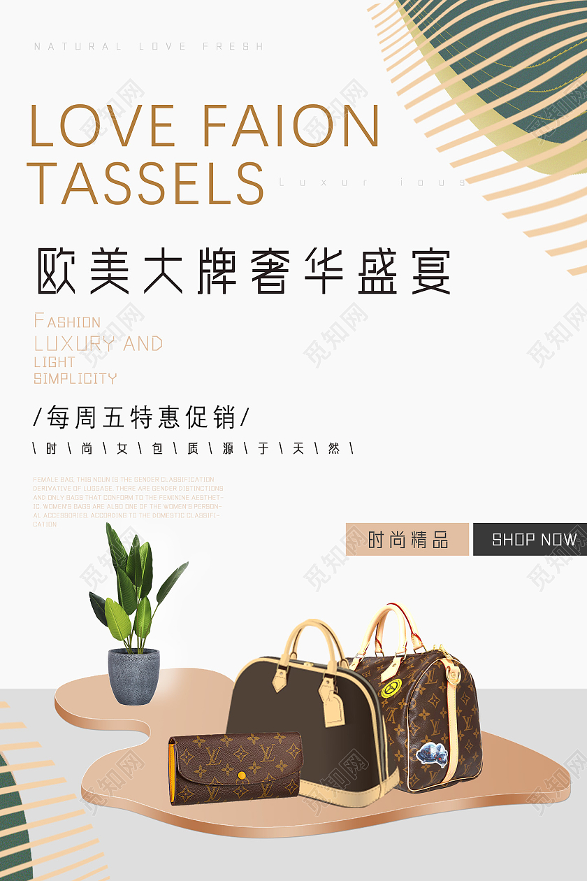经典简约欧美大牌奢华盛宴品牌包宣传海报行业模板
