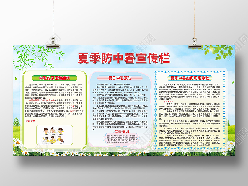 夏季防中暑宣传栏海报