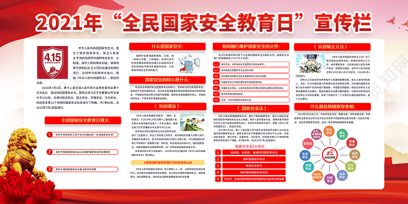 粉色安全教育日中国全民国家安全教育日宣传栏