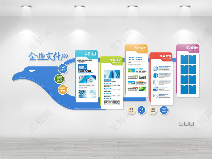 蓝色商务风格创意企业文化墙