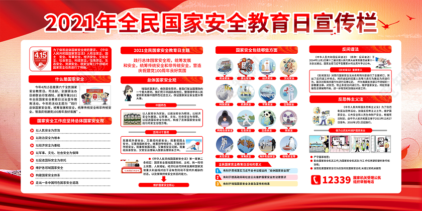 粉色风格全民国家安全教育日中国全民国家安全教育日宣传栏
