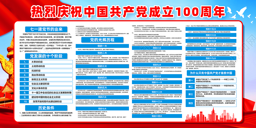 蓝色简约学党史 知党情 跟党走 建党100周年宣传展板学党学党史知党情跟党走宣传栏