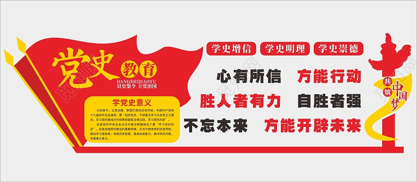 红色简约大气党史教育文化墙