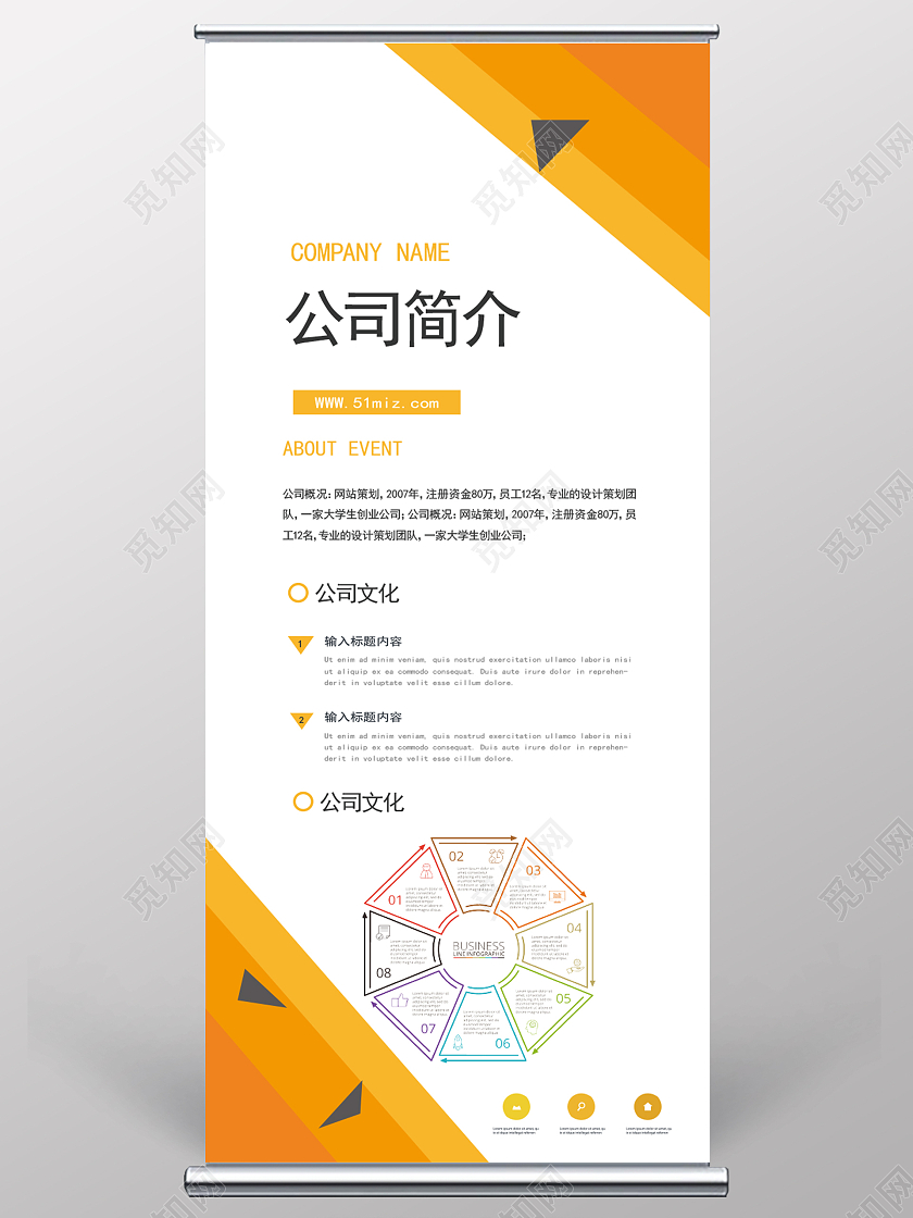 黄色简约公司简介商业展架易拉宝