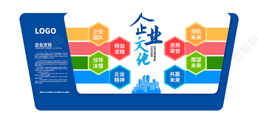 蓝色大气企业文化墙