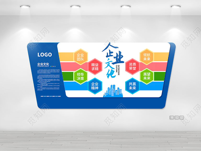 蓝色大气企业文化墙