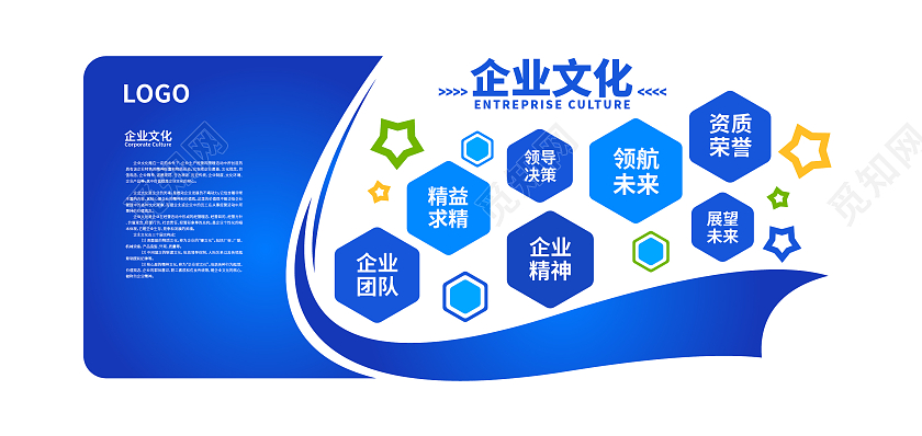 蓝色大气企业文化文化墙