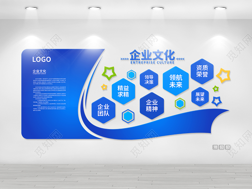 蓝色大气企业文化文化墙