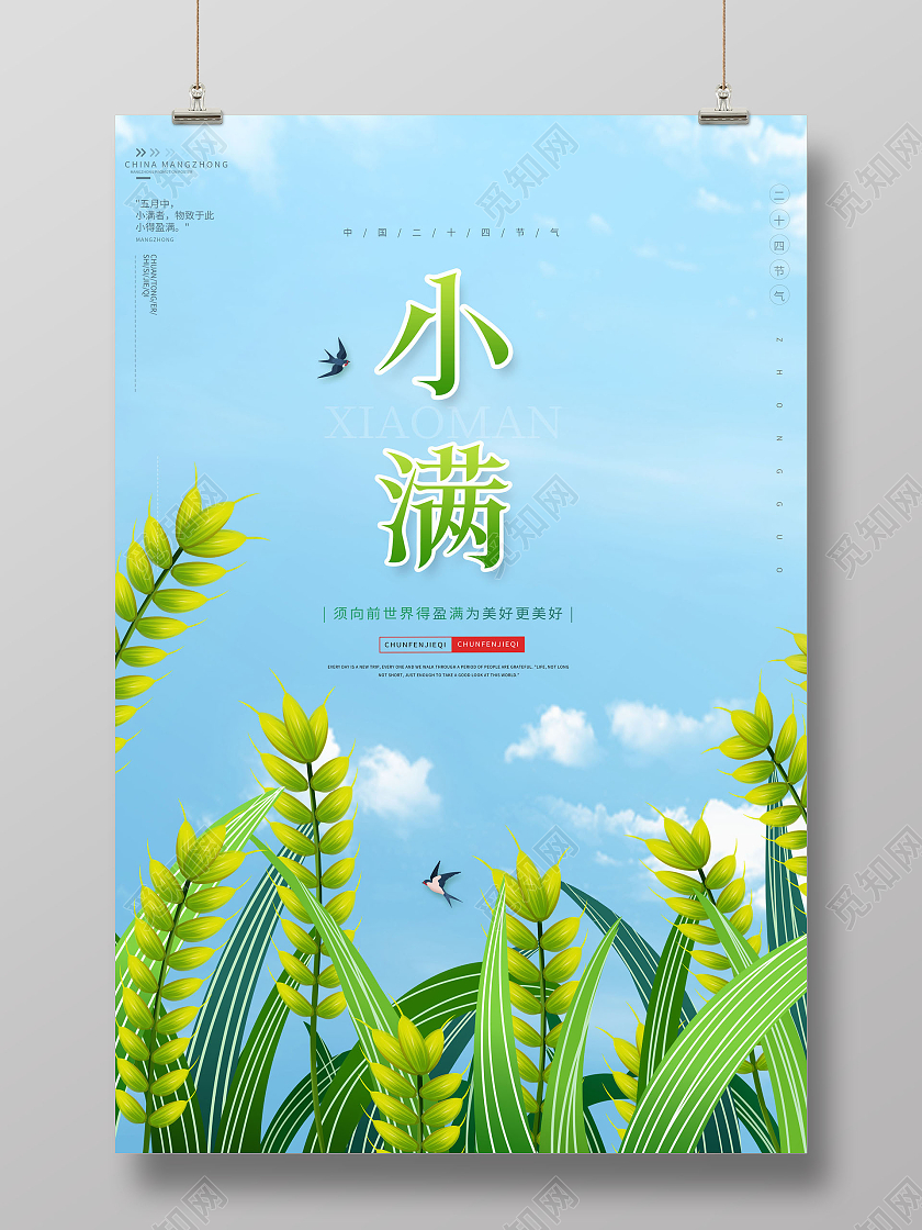 简约小满节气中国传统二十四节气小满海报24节气二十四节气小满