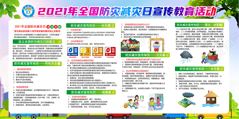 蓝色色全国防灾减灾日宣传展板海报宣传栏全国防灾减灾日宣传栏