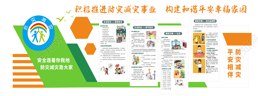 简约防灾减灾日文化墙全国防灾减灾日文化墙