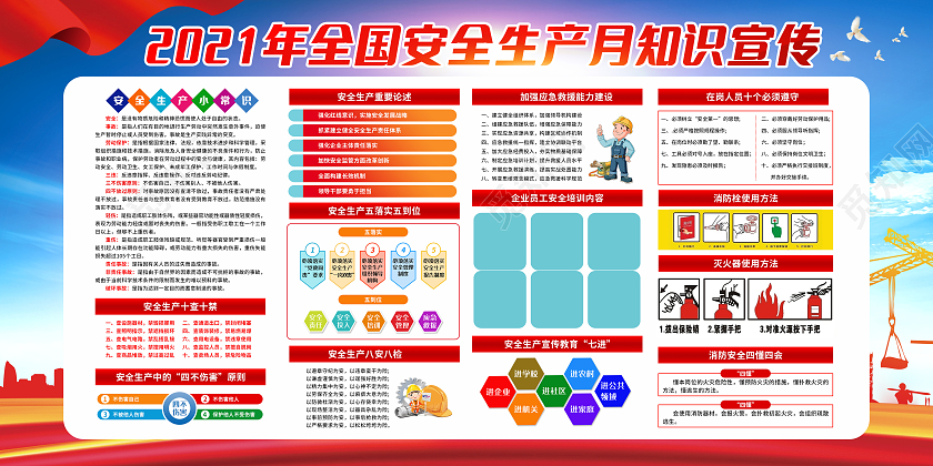 红色全国安全生产月宣传栏