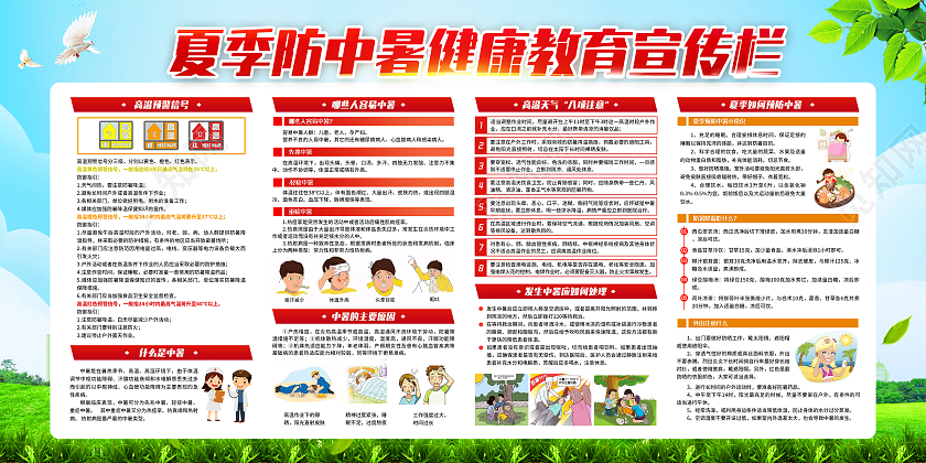 绿色清新夏季健康教育宣传栏