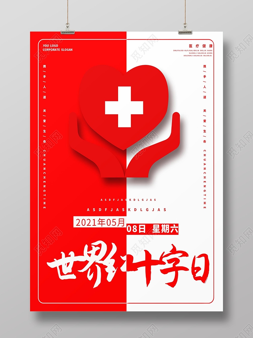 红白红十字医疗健康海报世界红十字日