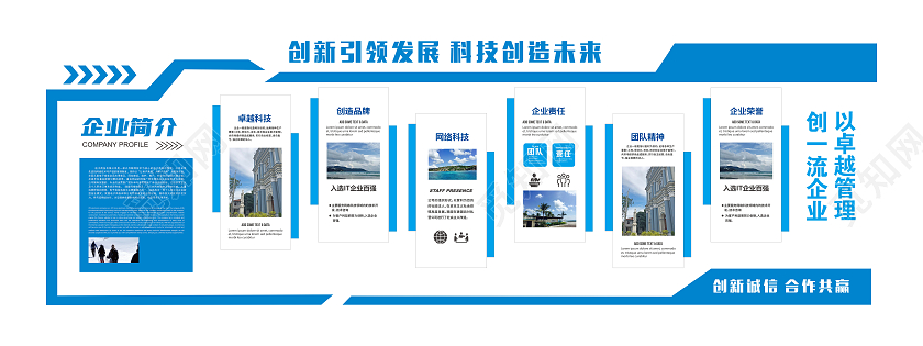 蓝色大气科技企业简介文化墙企业文化墙