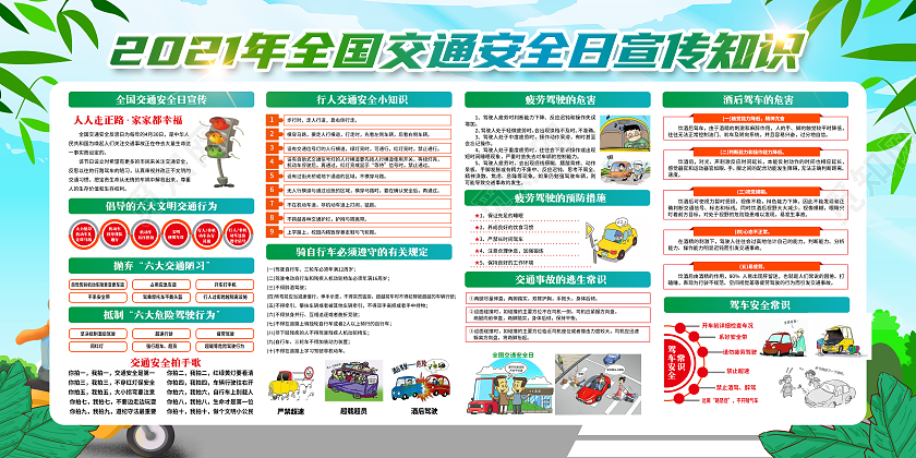 蓝色清新背景2021全国交通反思日宣传栏全国交通安全反思日宣传栏