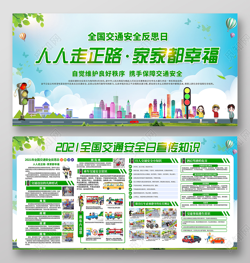 2021绿色全国交通安全反思日宣传栏