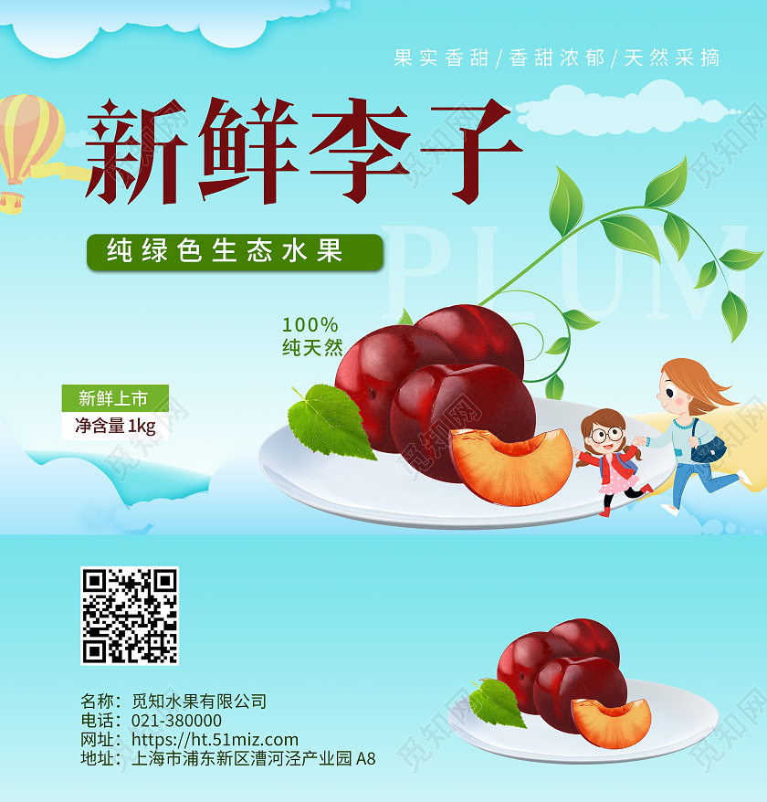 蓝色新鲜李子清新包装李子包装