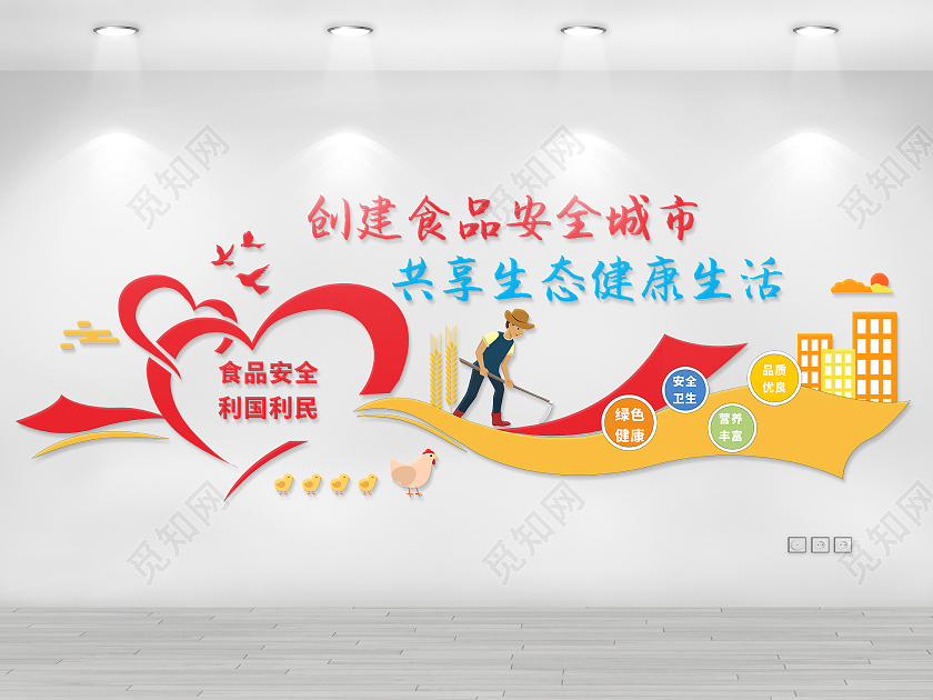 红色简约风格食品安全口号文化食品安全文化墙