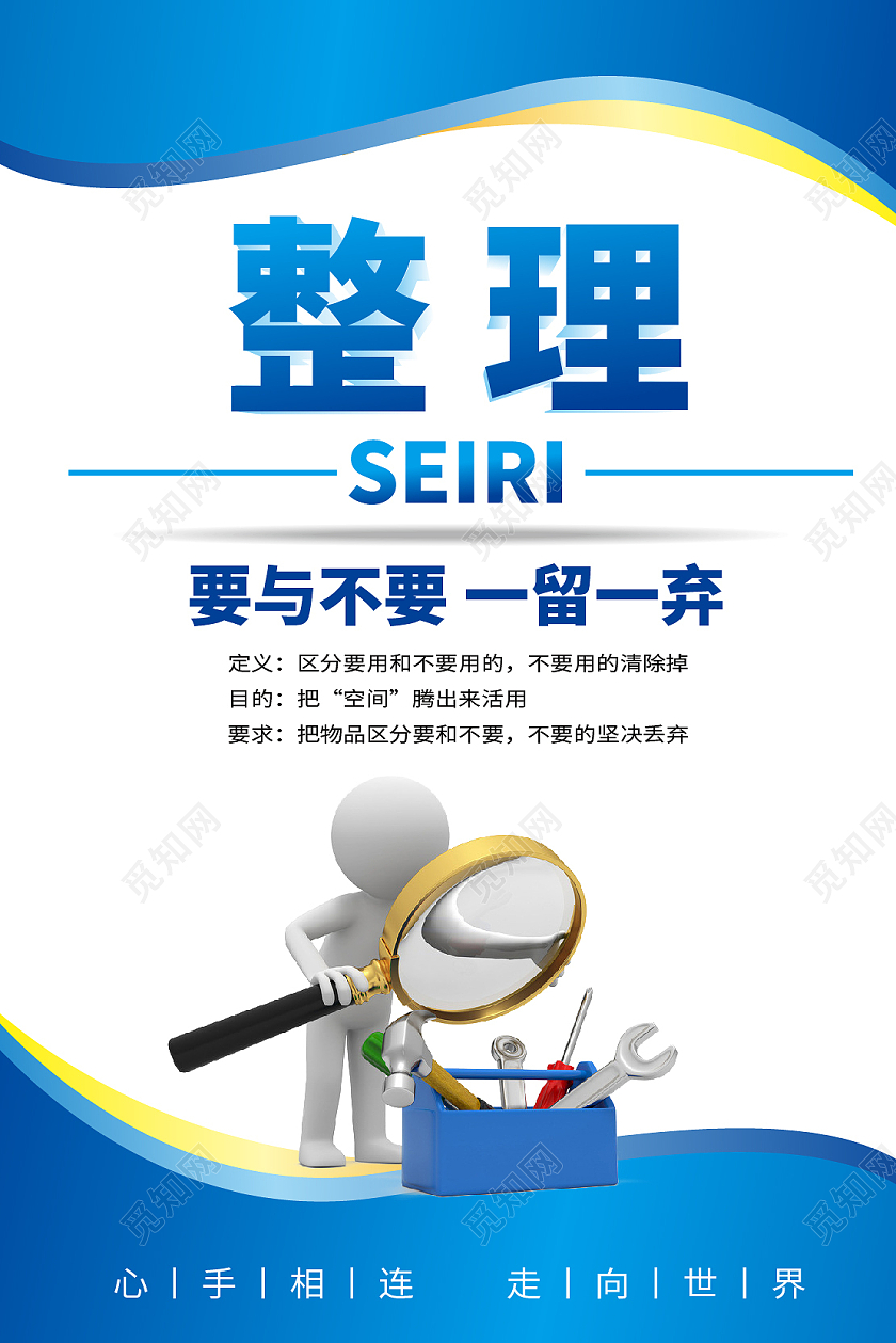 蓝色简约风企业文化5s套图宣传海报