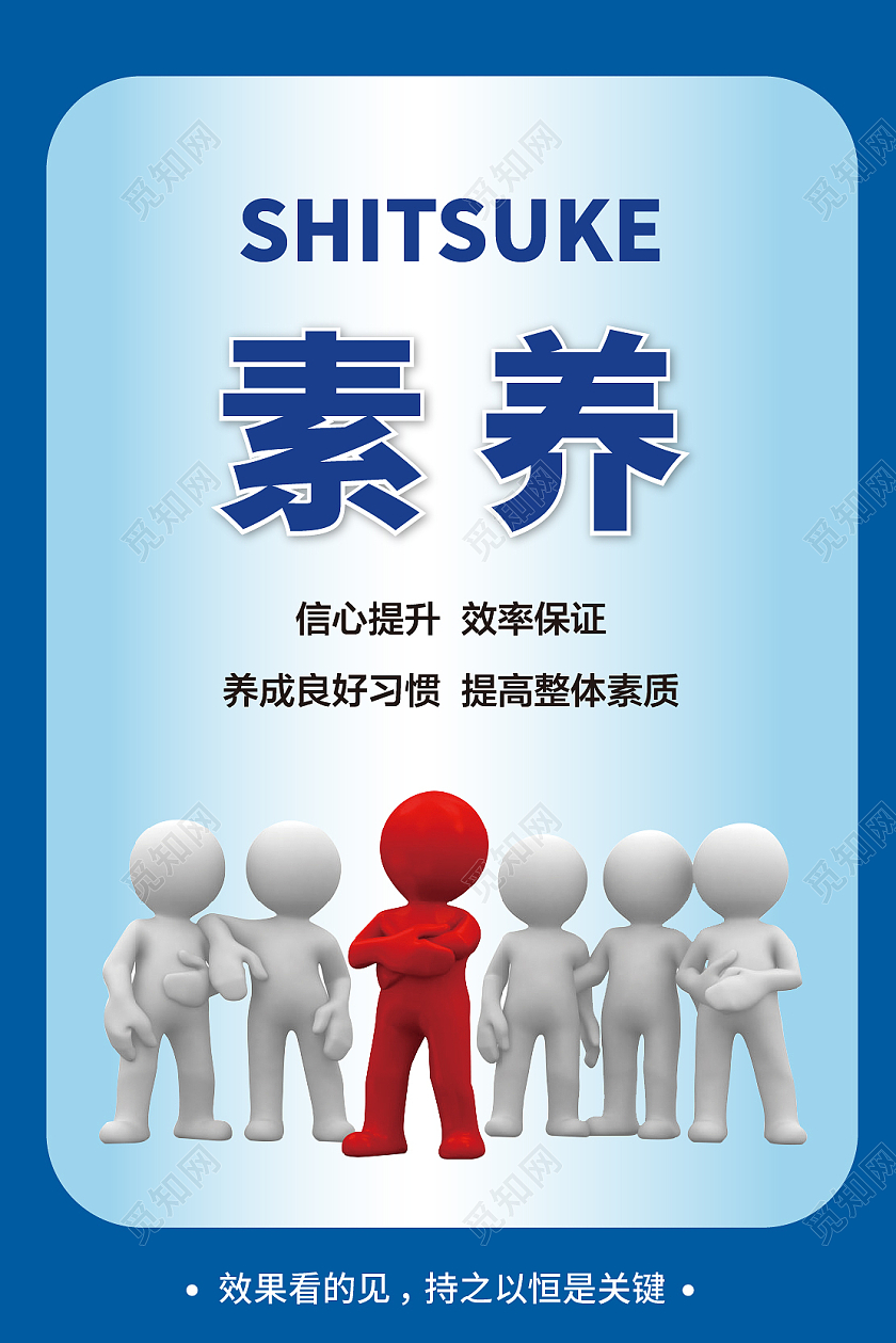 蓝色简约风企业文化5s套图宣传海报套图