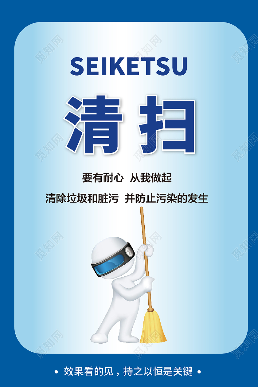 蓝色简约风企业文化5s套图宣传海报套图