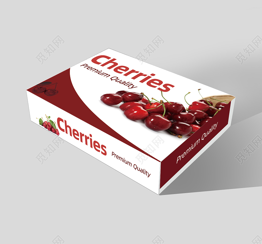 红色简约车厘子包装礼盒