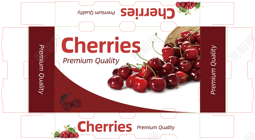 红色简约车厘子包装礼盒