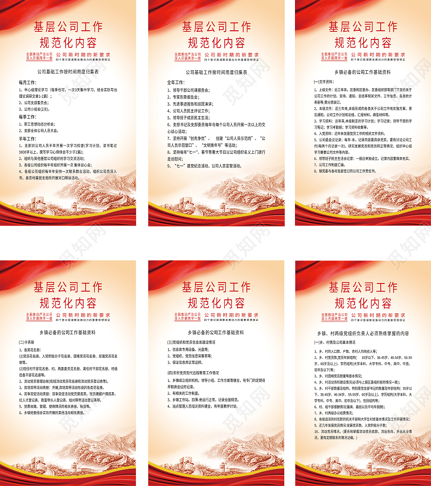 黄色简约风党建文化基层党建工作规范化内套图模板