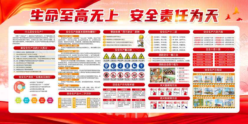 粉色风格安全生产月全国安全生产月宣传栏