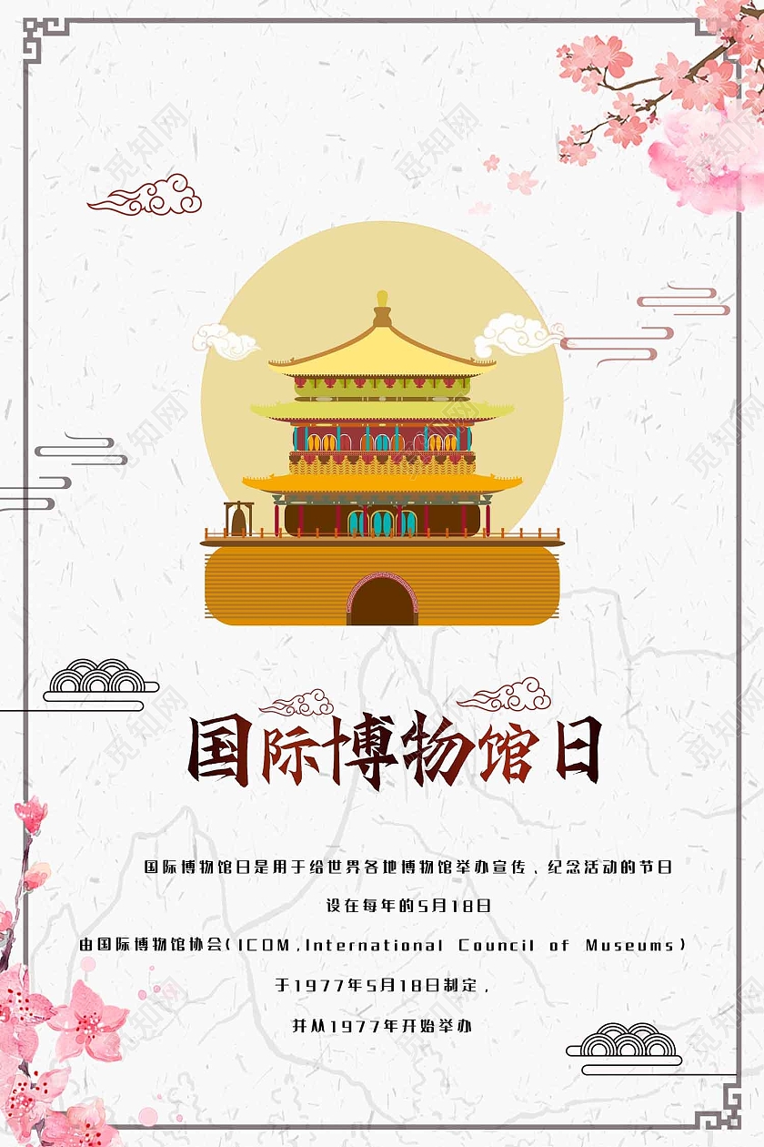 白色简约风国际博物馆日海报