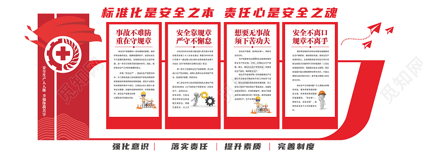 红色大气工地安全生产月宣传文化墙全国安全生产文化墙