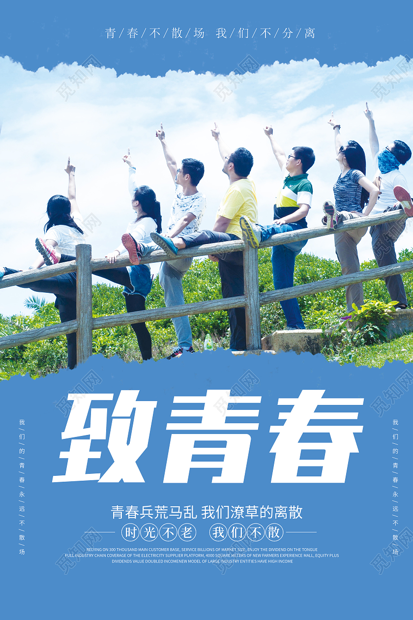 蓝色创意简约清新致青春宣传海报