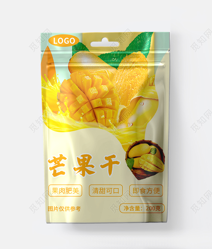 黄色创意卡通风芒果干包装
