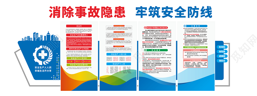 蓝色活泼风格安全生产月计划文化墙全国安全生产文化墙