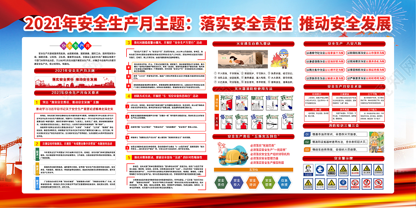蓝色风格安全生产月全国安全生产月宣传栏